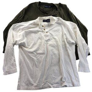 2 Puritan Mens Henley Shirt Large Lot Of Two Long-Sleeve Pullover Casual Classic